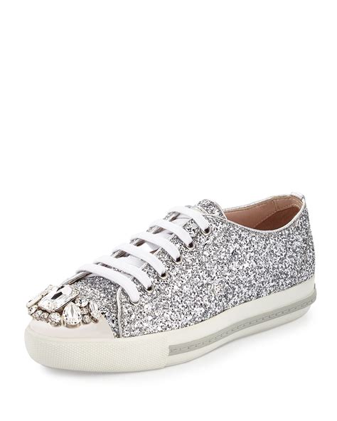 miu miu sneaker glitter|miu mi u sneakers.